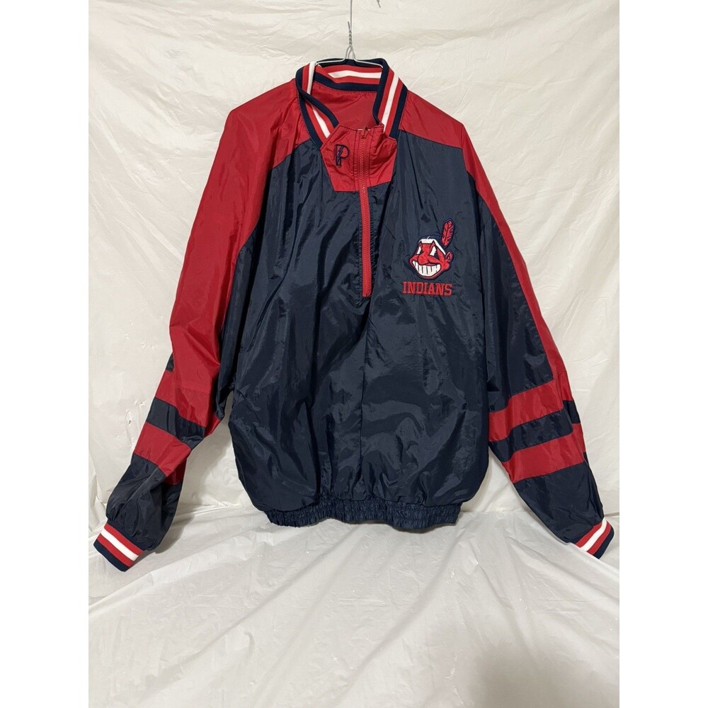 Vintage Proplayer 90s Cleveland Indians Windbreaker XL Embroidered Reversible